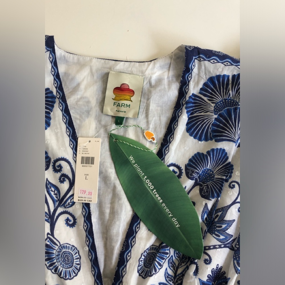NWT! Farm Rio Shell Garden Cotton Ruffle Maxi Dress Size: L - Picture 8 of 14